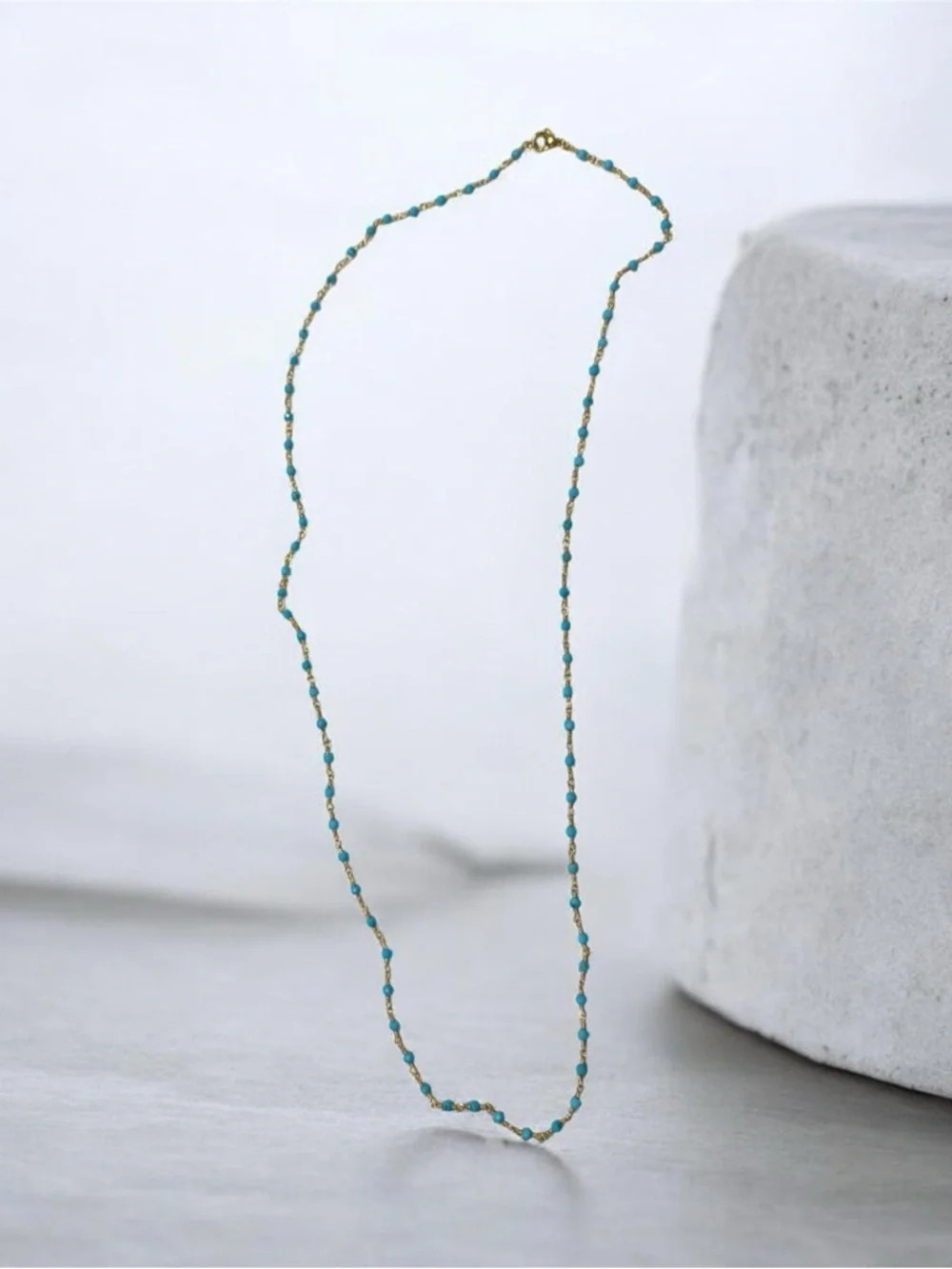 Adina Eden Turquoise Beaded Gold-Accented Necklace